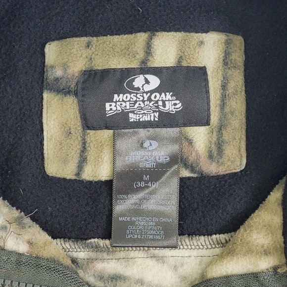 Mossy Oak Break-Up Infinity Camo Fleece Zip Jacket Men's Sz M 38-40  Hunting EUC - Picture 4 of 8